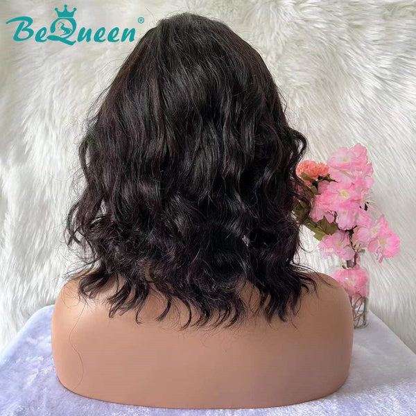 Bob-Frontal-Perücke, gewellt, schwarze Farbe, Honigfront 