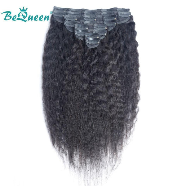 BeQueen Eight Piece Clip Ins Hair Extensions Kinky Straight