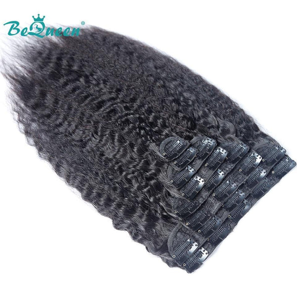 BeQueen Eight Piece Clip Ins Hair Extensions Kinky Straight