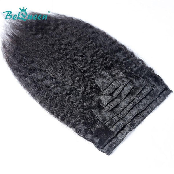 BeQueen Eight Piece Clip Ins Hair Extensions Kinky Straight