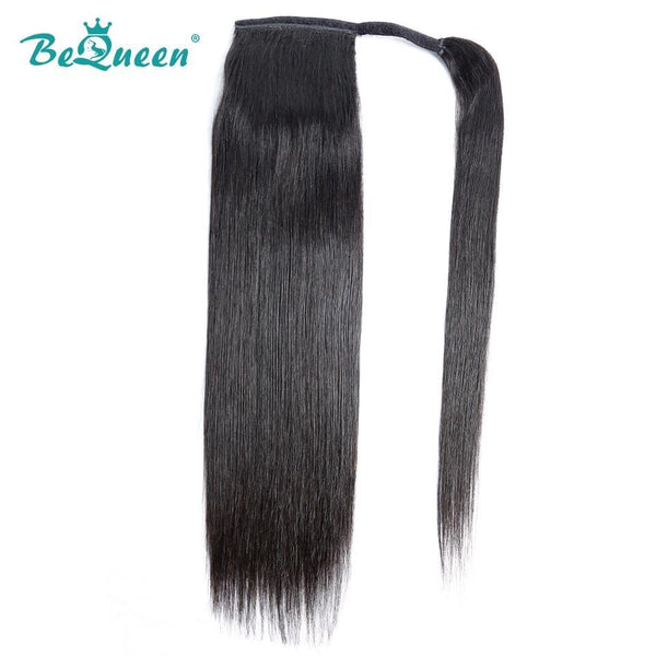 BeQueen Extensions Clip Ins Cheveux Raides 100% Cheveux humains avec Queue de cheval