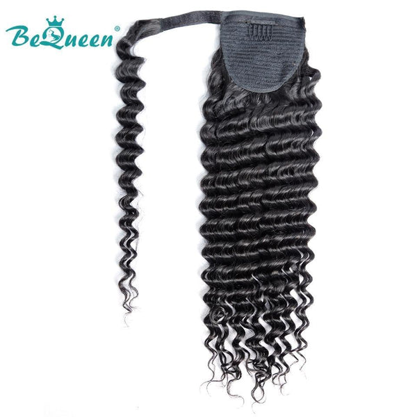 BeQueen Extensiones Clip Ins Onda de Agua con Cola de Caballo 100% Cabello Humano 