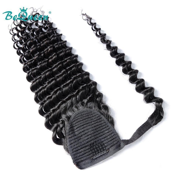 BeQueen Extensiones Clip Ins Onda de Agua con Cola de Caballo 100% Cabello Humano 