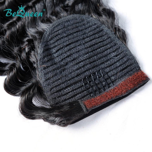 BeQueen Extensiones Clip Ins Onda de Agua con Cola de Caballo 100% Cabello Humano 