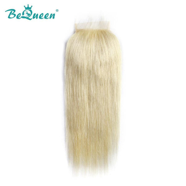 BeQueen 4x4 Sheer Lace Closure Straight Hair 100% Human Hair Blonde #613 
