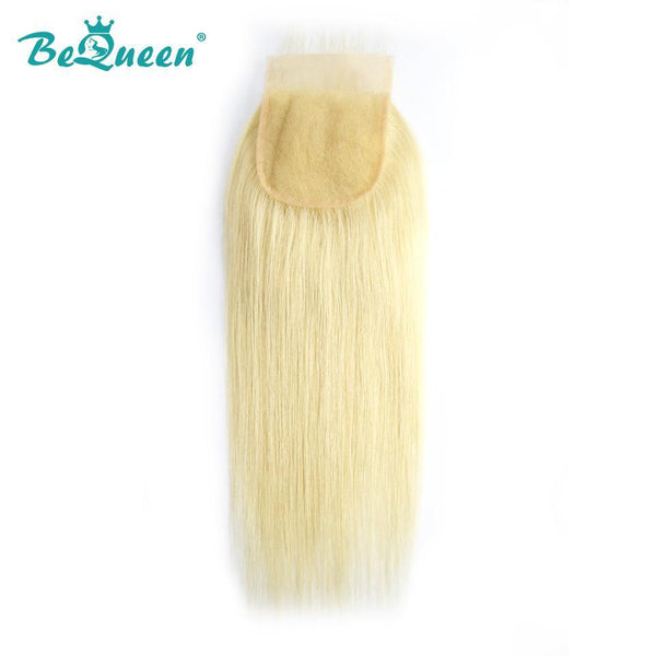BeQueen 4x4 Sheer Lace Closure Straight Hair 100% Human Hair Blonde #613 