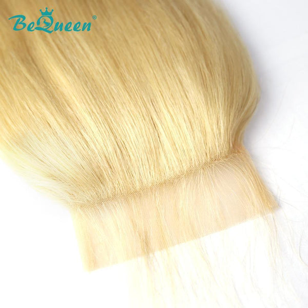 BeQueen 4x4 Sheer Lace Closure Straight Hair 100% Human Hair Blonde #613 