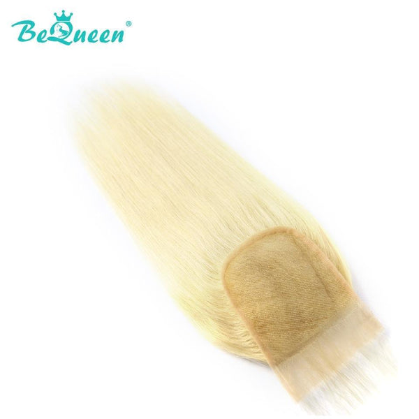 BeQueen 4x4 Sheer Lace Closure Straight Hair 100% Human Hair Blonde #613 