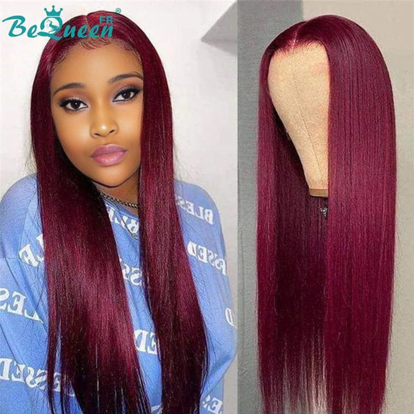 BeQueen „Cloris“ lange burgunderrote Perücke mit 4*4-Spitzenverschluss 