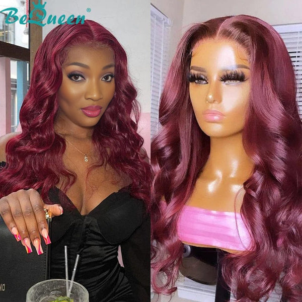 BeQueen „Cloris“ lange burgunderrote Perücke mit 4*4-Spitzenverschluss 
