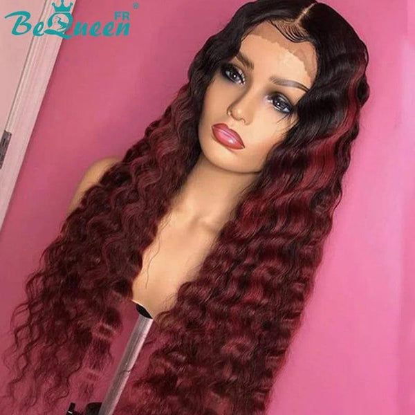 BeQueen Long Burgundy Red and Black Closure Wig CRAZY Low Price