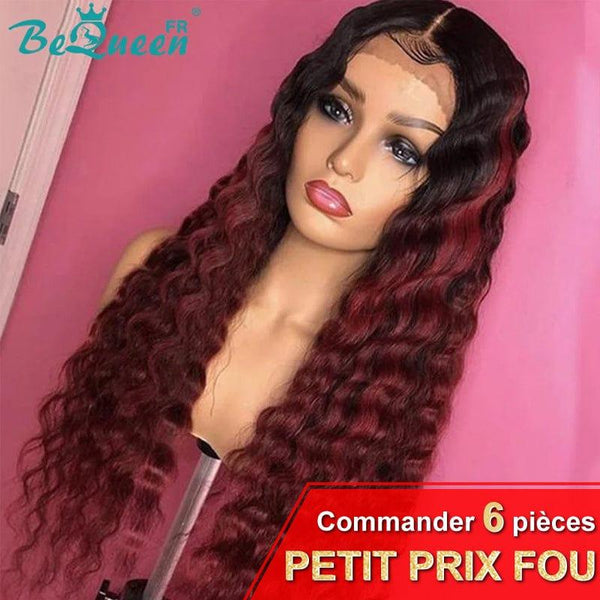 BeQueen Long Burgundy Red and Black Closure Wig CRAZY Low Price