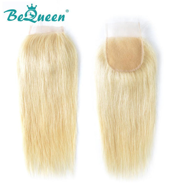 【Bequeen】10A Brazilian 100% Virgin Hair Blonde Straight Hair #613 bundles with Closure free shipping - Bequeen Office Store