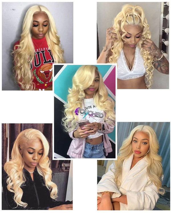 BeQueen dreiteiliges gewelltes Haar, 100 % reines Haar mit blondem Farbverschluss Nr. 613 