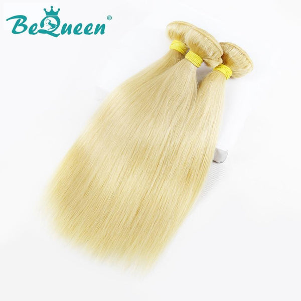 【Bequeen】10A 100% Human Hair 613# Eurasian Straight Blonde 3 Bundles with Frontal Deal - Bequeen Office Store
