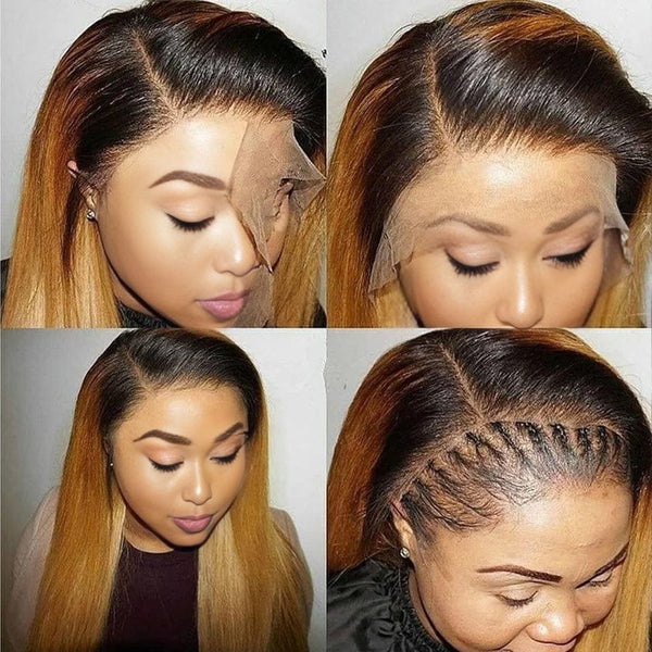 
BeQueen Peruca Cabelos Lisos com Renda de cor personalizada Mel #27 e Preto #1B