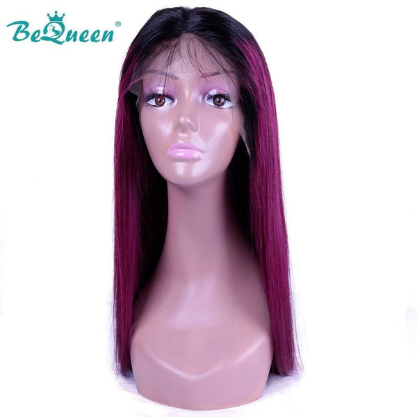 BeQueen Straight Hair Lace Front Wig 13X4 Custom Color Burgundy Pink Fuchsia 100% Human Hair