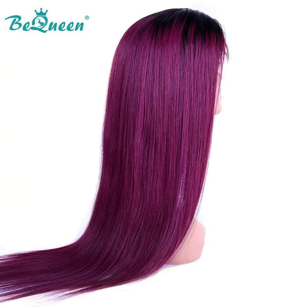 BeQueen Straight Hair Lace Front Wig 13X4 Custom Color Burgundy Pink Fuchsia 100% Human Hair