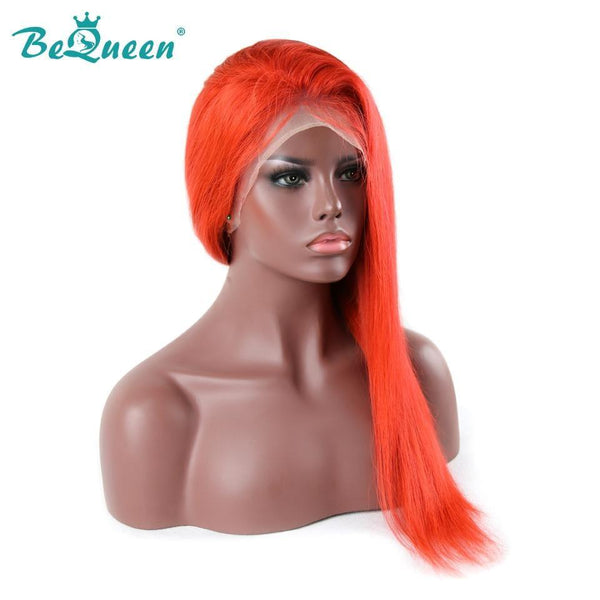BeQueen Perruque Cheveux Raides à Dentelle de Couleur personnalisée Orange