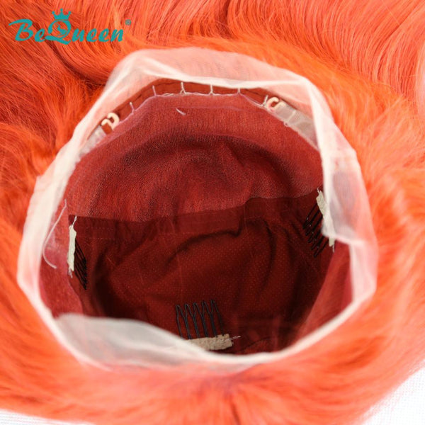BeQueen Perruque Cheveux Raides à Dentelle de Couleur personnalisée Orange