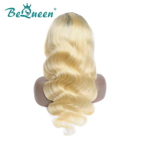 BeQueen „Erica“ ​​Body Wave Perücke in Blond mit schwarzem Ansatz #1B 613 