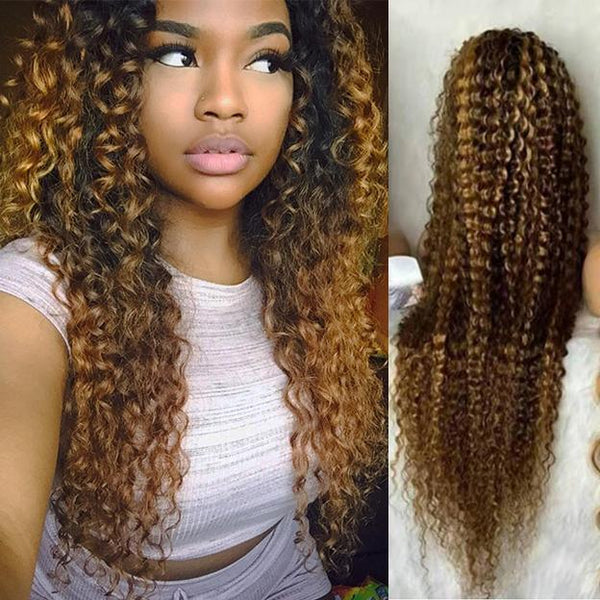 BeQueen "Eva" Perruque Lisse Couleur marron mix miel avec lace Frontale 13x4
