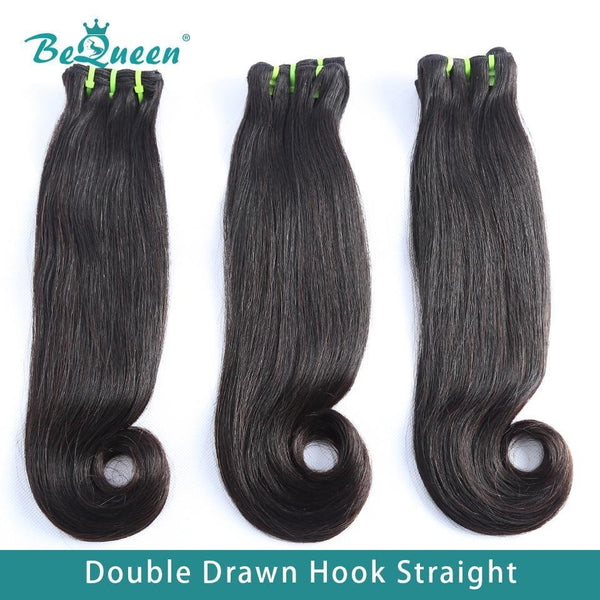 BeQueen Tissage Cheveux Lisses à Double Tirage Cheveux Fumi  Hook 100% Cheveux vierges