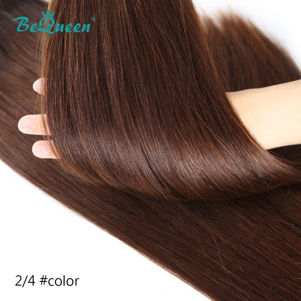 BeQueen Tissage Cheveux Raides à Double Tirage Cheveux Fumi 100% Cheveux vierges de couleur Brun #2 Châtain #4