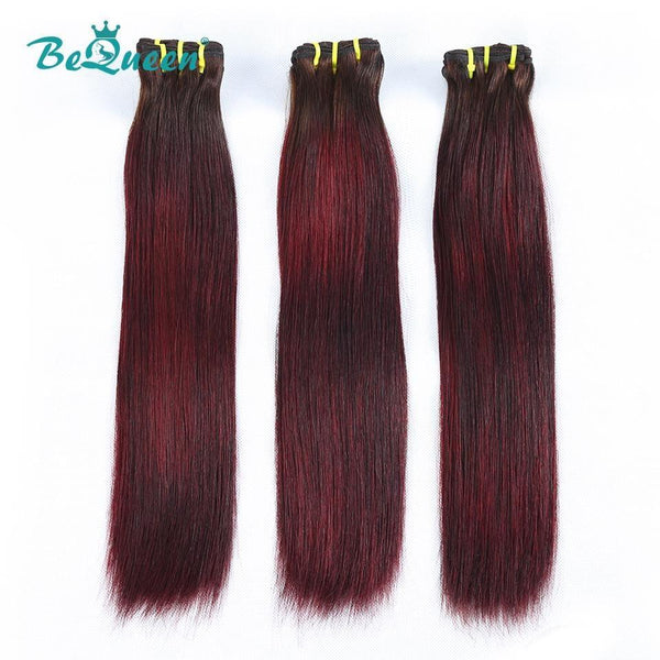 BeQueen Tissage Cabelo Rijo com Duplo Puxão Cabelo Fumi 100% Cabelos virgens de cor Castanho #4 Granada #99J