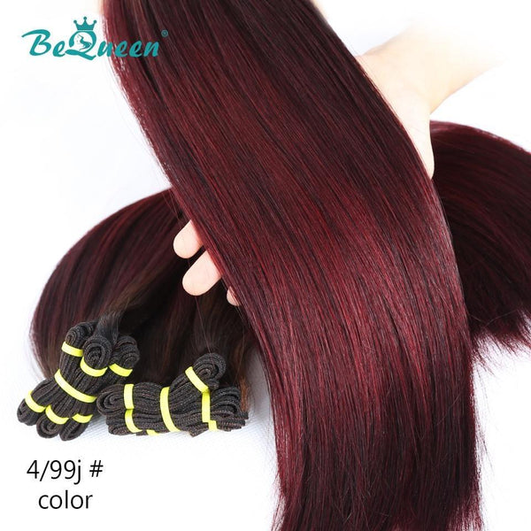 BeQueen Tissage Cabelo Rijo com Duplo Puxão Cabelo Fumi 100% Cabelos virgens de cor Castanho #4 Granada #99J
