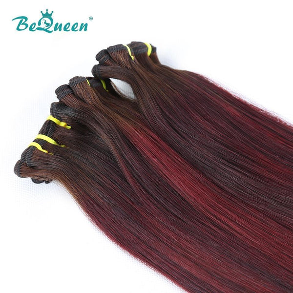 BeQueen Tissage Cabelo Rijo com Duplo Puxão Cabelo Fumi 100% Cabelos virgens de cor Castanho #4 Granada #99J