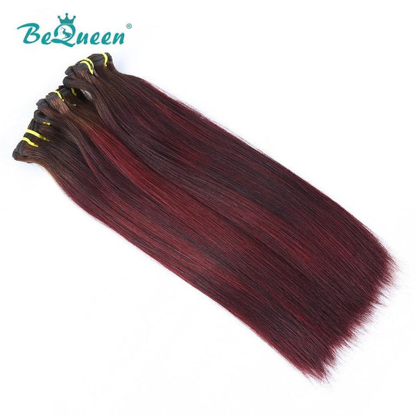 BeQueen Tissage Cabelo Rijo com Duplo Puxão Cabelo Fumi 100% Cabelos virgens de cor Castanho #4 Granada #99J