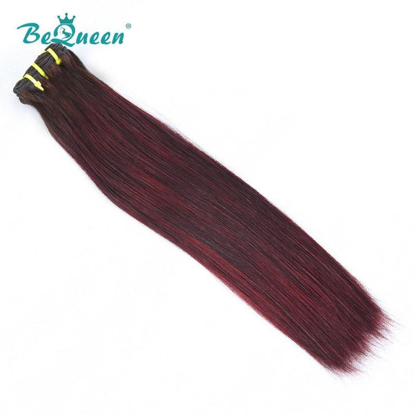 BeQueen Tissage Cabelo Rijo com Duplo Puxão Cabelo Fumi 100% Cabelos virgens de cor Castanho #4 Granada #99J