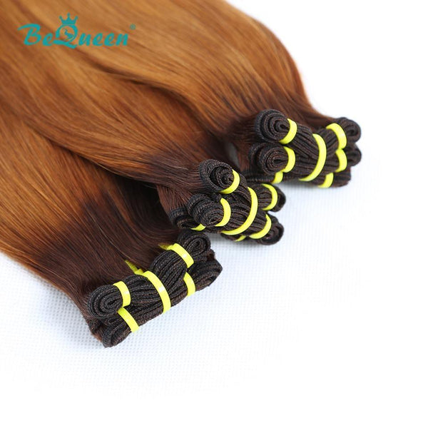 BeQueen Tissage Cheveux Raides à Double Tirage Cheveux Fumi 100% Cheveux vierges de couleur Châtain #4 Marron clair #30