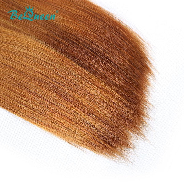 BeQueen Tissage Cheveux Raides à Double Tirage Cheveux Fumi 100% Cheveux vierges de couleur Châtain #4 Marron clair #30