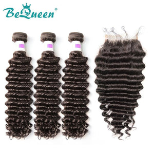 【Bequeen】10A Eurasian 100% Virgin Hair Deep Wave Hair bundles with Closure/Frontal Deal free shipping - Bequeen Office Store