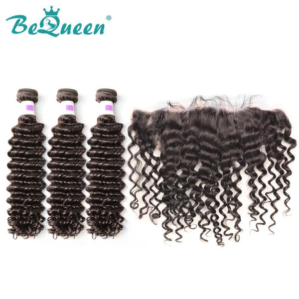 【Bequeen】10A Eurasian 100% Virgin Hair Deep Wave Hair bundles with Closure/Frontal Deal free shipping - Bequeen Office Store