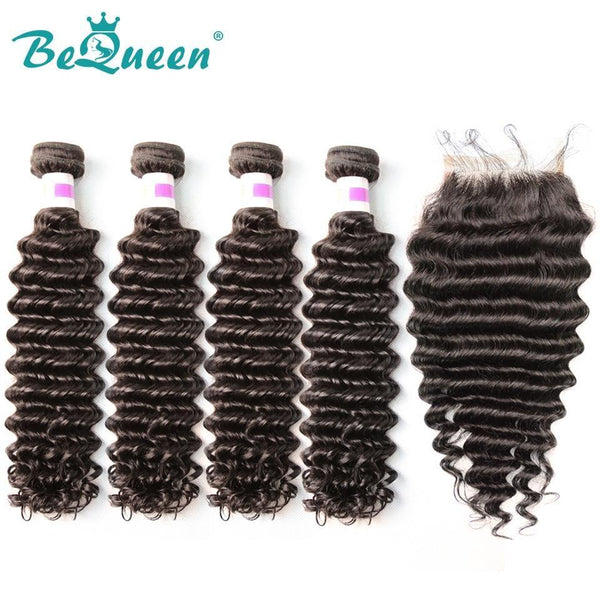【Bequeen】10A Eurasian 100% Virgin Hair Deep Wave Hair bundles with Closure/Frontal Deal free shipping - Bequeen Office Store