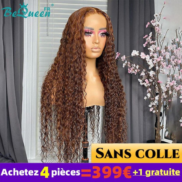 BeQueen 399€ = 4 Perucas "Léa" Peruca Longa Encaracolada Onda Castanha Sem Cola lace 4X4