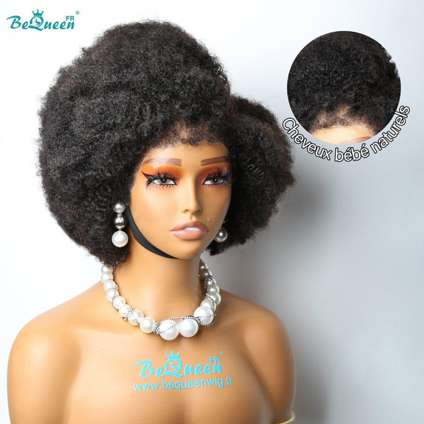 BeQueen “Addi” Perruque Bob Bords Bouclés Afro Curly avec Lace Frontale 13x4