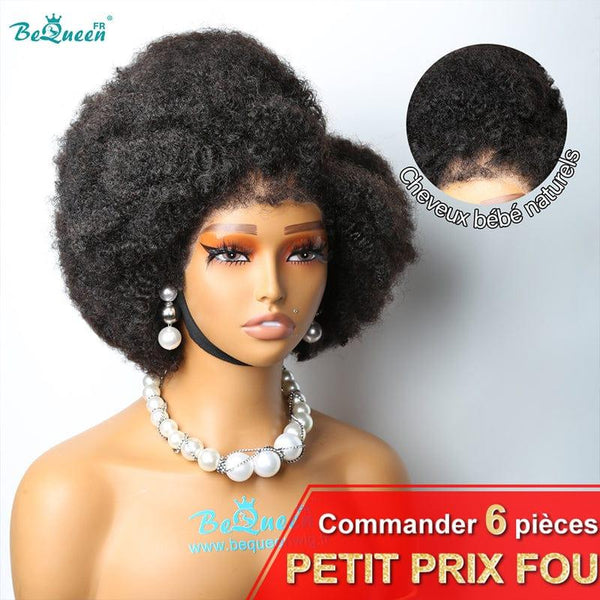 BeQueen „Addi“ Bob-Perücke, lockige Kanten, Afro-Locken, mit 13 x 4 Spitzenfront, verrückter niedriger Preis 