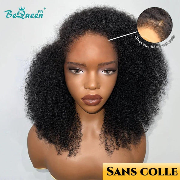 BeQueen “Addi” Perruque Bob Bords Bouclés Afro Kinky Curly Pré-max: Pré-épilés+Prêt à porter Sans Colle+Pré-blanchiment avec Lace Frontale 13x4