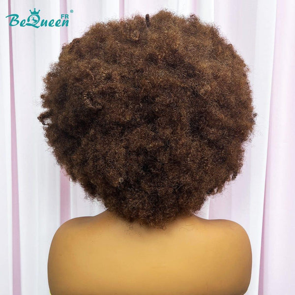 BeQueen “Addi” Perruque Bob Couleur Marron Bords Bouclés Afro Curly Prêt à porter Sans Colle 13x4