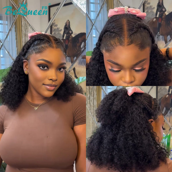BeQueen "Alice" Perruque avec Lace frontale tresse 16 pouces Longue Curly Wave avec sans colle déjà customisée Moitié prix