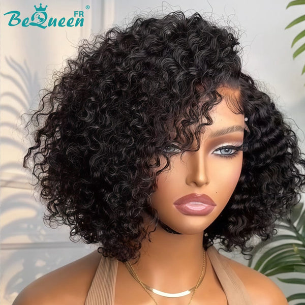 BeQueen "Alice" Perruque noir Bob Curly wave lace frontale 13*4