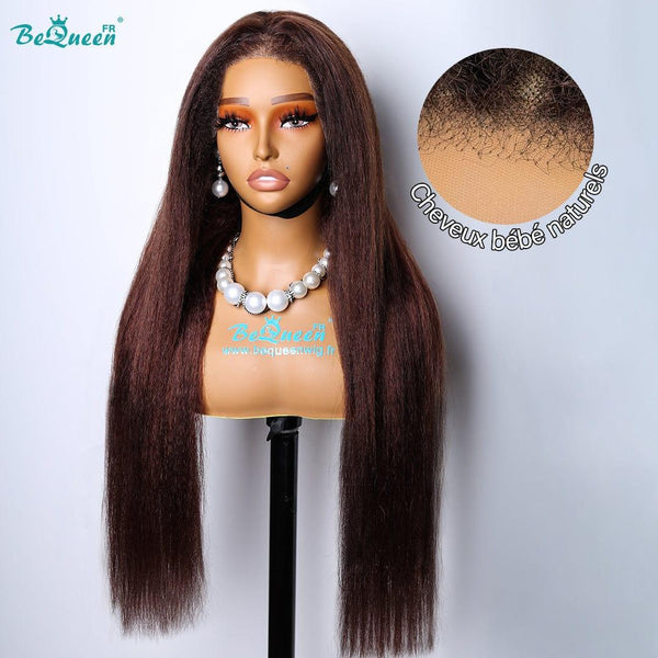 BeQueen “Belladonna” Perruque Longue Bords Bouclés Kinky Straight avec Lace Frontale 13x6