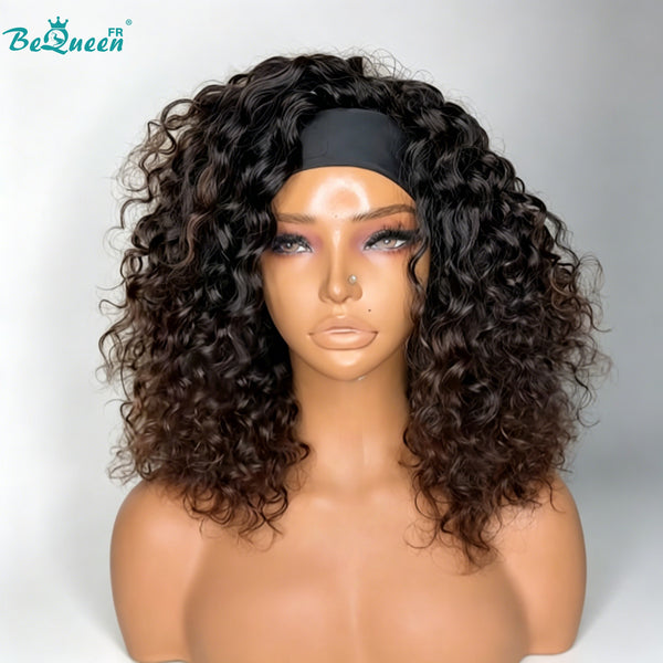 BeQueen "Bronnie" Peluca larga negra y marrón estilo Curly Wave con diadema a mitad de precio