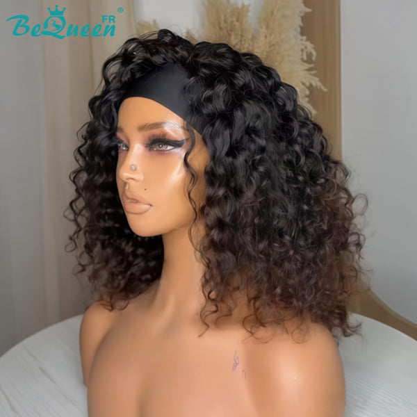 BeQueen "Bronnie" Peluca larga negra y marrón estilo Curly Wave con diadema a mitad de precio