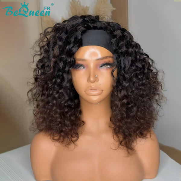 BeQueen "Bronnie" Peluca larga negra y marrón estilo Curly Wave con diadema a mitad de precio