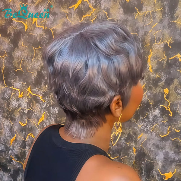 BeQueen "Monna" Afro-Pixie-Haarschopf braun mit Honigfarbe ohne Klebstoff halbpreisig 